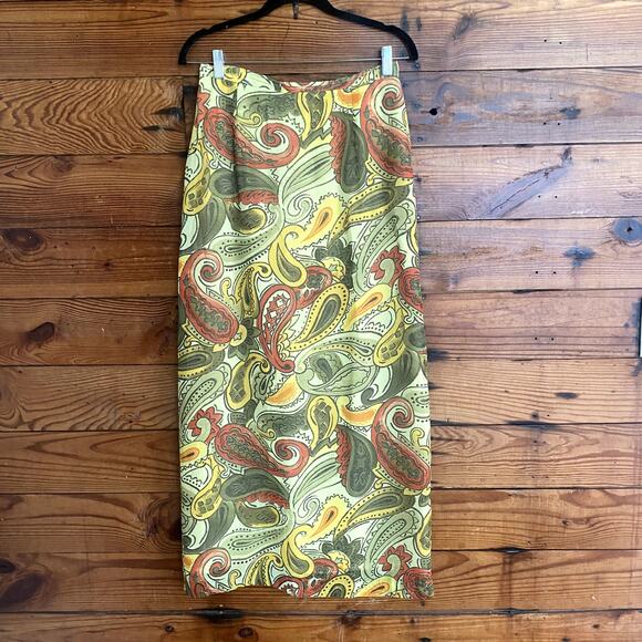 Central Falls Green and Orange Paisley Skirt size 8 - Picture 1 of 5